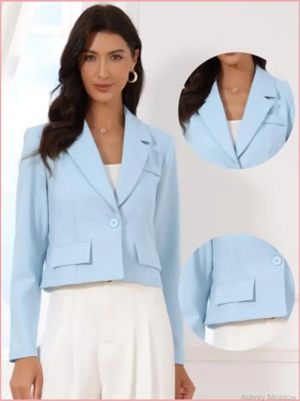 Cropped Blazer Notched Collar Long Sleeve Suit Jacket Business Casual Blazers